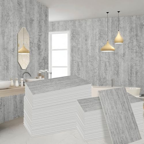 30Pcs 3D Faux Stone Wall Panels 23.6"X11.8" Grey Textured Tiles Peel and Stick - Image 2