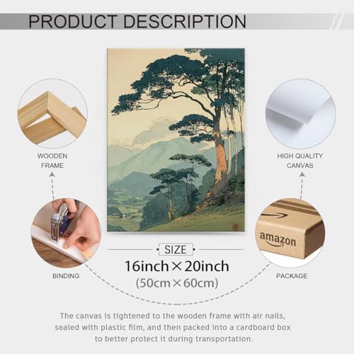 Japanese Forest Framed Wall Art Asian Tranquil Mountain Landscape Posters 16x20 - Image 2