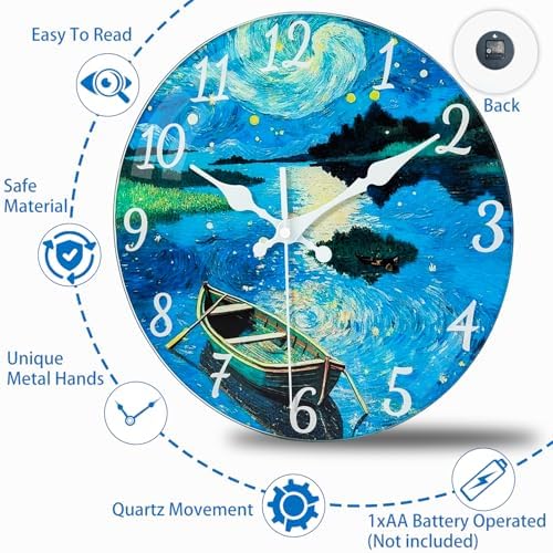 12 Inch Silent Glass Wall Clock Non Ticking - Image 6