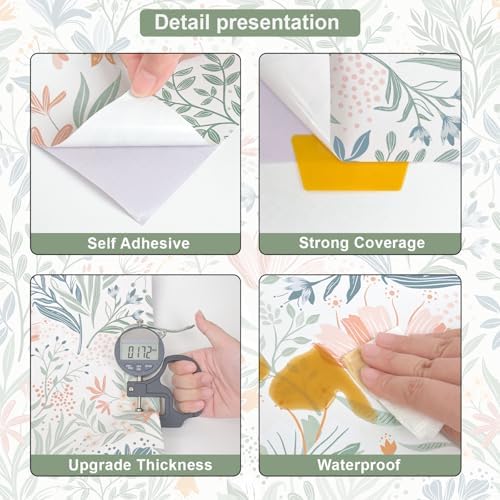 Fititem Floral Peel and Stick Wallpaper Boho Modern Wall Paper 17.3”×591” - Image 3