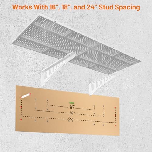 2-Pack 1.5x4ft Garage Shelving Heavy Duty, 500 Lbs Wall Mounted Storage Shelf - Image 4