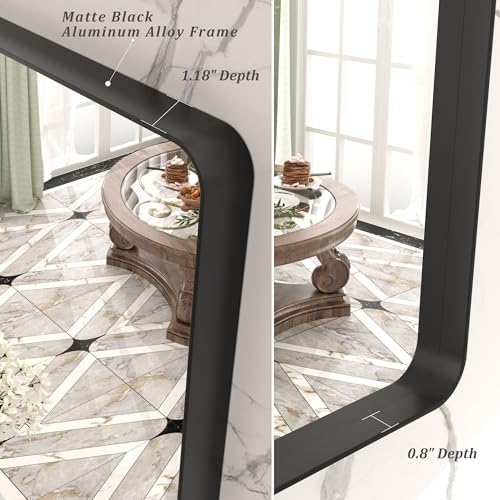 40x30 Black Bathroom Mirror Matte Framed - Image 2