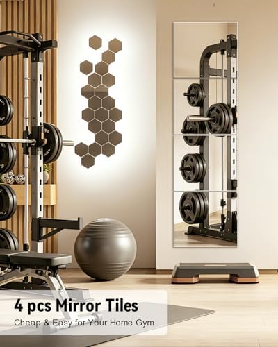 Full Length Wall Unbreakable Mirror Tiles12'' x 12'' x 4PCS - Image 4