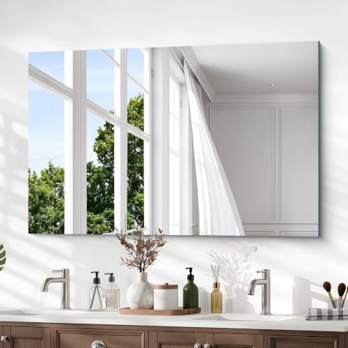 30x48 Inch Frameless Mirror, Frameless Bathroom Mirror - Image 2