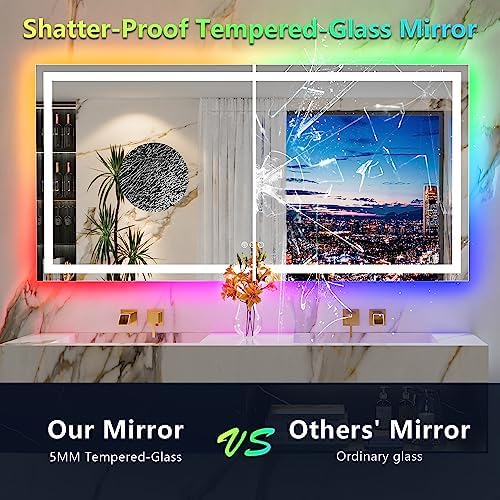 72x36 LED Bathroom Mirror with Lights, RGB Backlit Lighted Mirror - Image 6