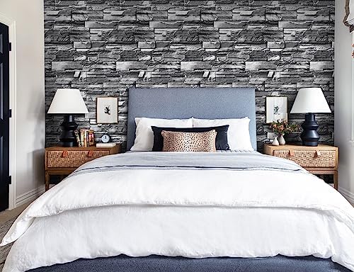 Timeet Brick Stone Wallpaper Peel and Stick Wallpaper Faux Stone Contact Paper - Image 6