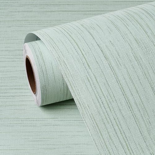 FunStick 15.8"x472" Mint Green Grasscloth Peel and Stick Wallpaper Textured - Image 7