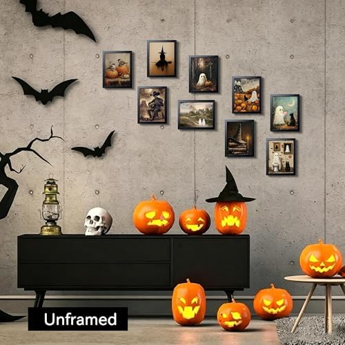 XYHYRA Halloween Wall Art Canvas Prints Set of 9, Dark Academia Wall Decor - Image 3