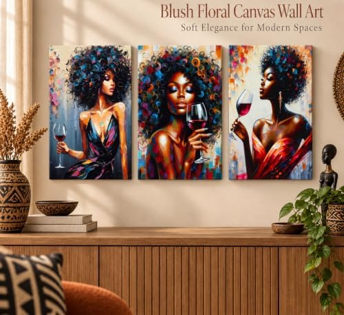 hijyord 3Pcs African American Women Canvas Wall Art - Image 2