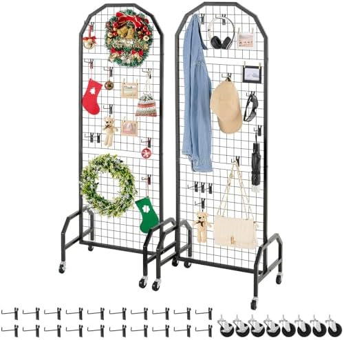 VEVOR 2 Packs Grid Wall Panels, 1.9 x 5.4 ft Wire Grid Panels Display Rack by VEVOR