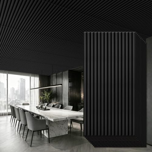12 Pcs 3D PVC Slat Wall Panels, 2x4 FT Ceiling Panels, Drop Ceiling Tiles by Qidejoy
