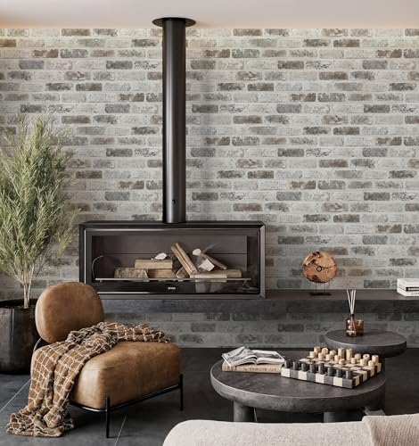 Guvana 17.3"×787" Brick Peel and Stick Wallpaper Grey Brown Wallpaper - Image 5