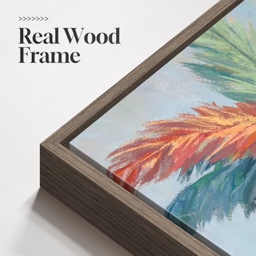 Framed Coastal Colorful Palm Tree Set of 2 Large Wall Art Bedroom, 20x30 In - Image 5