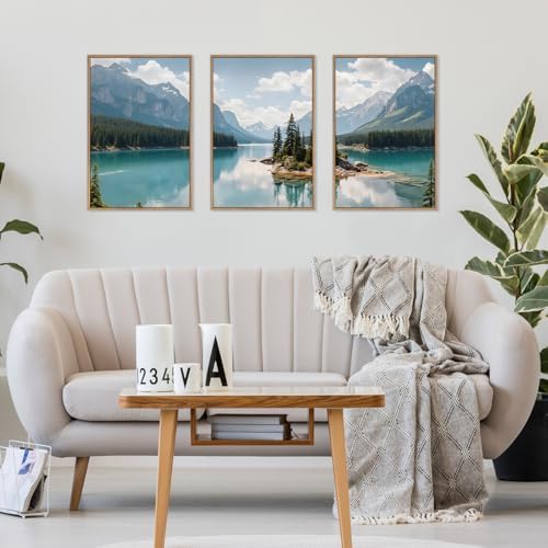 HLNIUC Mountain Wall Art Canvas, Forest Wall Art Mountain Lake, Lake Scenery - Image 4