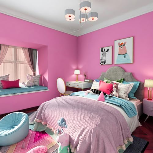 LACHEERY Pink Contact Paper 12"x160" Solid Textured Wallpaper Stick and Peel - Image 4