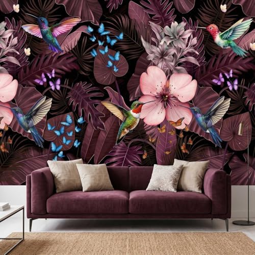 Tropical Botanical Peel and Stick Wallpaper Dark Purple Leaf - Image 2