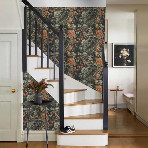 18"x236" Gothic Dark Vintage Flower Birds Peel and Stick Self Adhesive - Image 7
