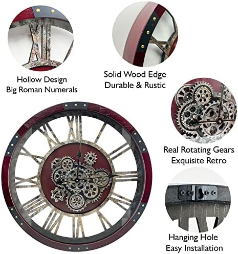 36" Original Moving Gears Wall Clock, Large Industrial Wall Clock - Image 4