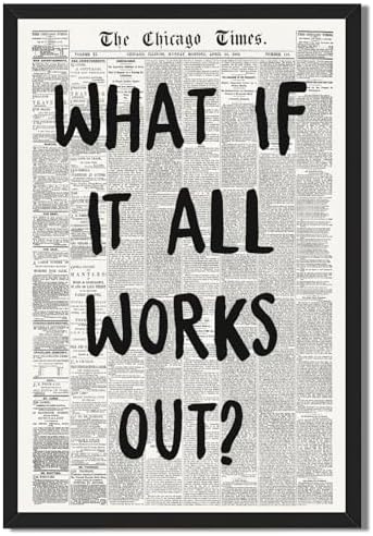 Framed What If It All Works Out Wall Art Black and White Newspaper Poster by Unknown