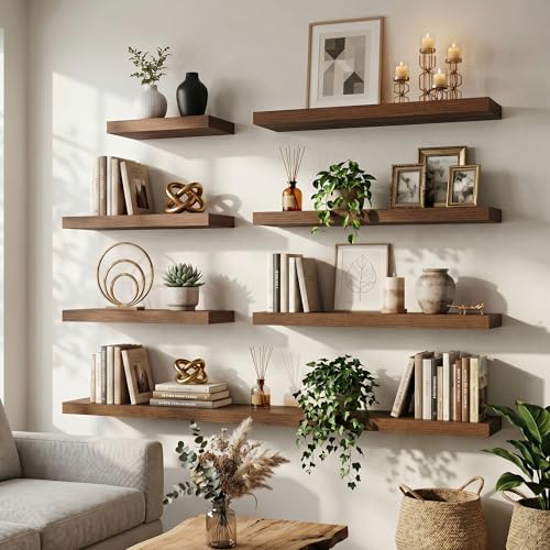 20 Inch Floating Shelves for Wall, Walnut Finish - Image 2
