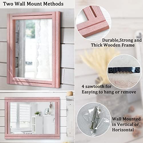 AAZZKANG Rectangle Mirror with Wood Framed Modern Farmhouse Hanging Wall - Image 3