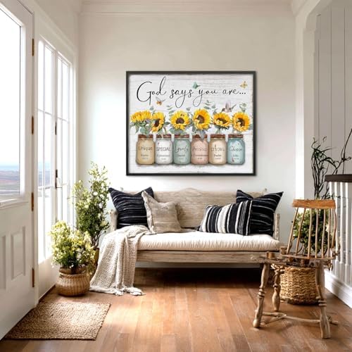 Inspirational Bible Verse Wall Art: God Says You Are Wall Sayings Sunflower in - Image 4