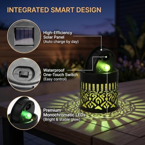 7 Color Changing Solar Mandala Projection Wall Light, 2 Pack - Image 3