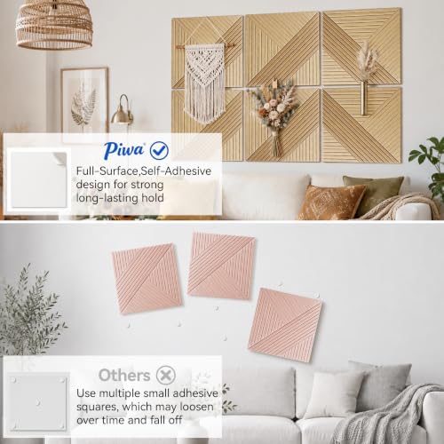 PIWA Decorative Acoustic Panels, 6 Pack Oak Sound Absorbing Wall Art - Image 5