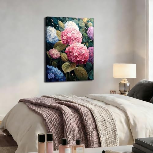 ZERILYN Ship Next Day Floral Canvas Prints Hydrangea Flower Wall Art Pink Blue - Image 5