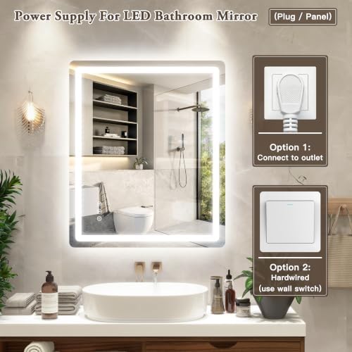 30"x36" LED Bathroom Mirror Anti-Fog Dimmable Wall Mount Vanity Touch - Image 6