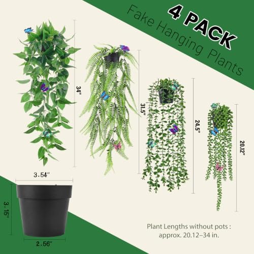 Der Rose 4 Pcs Fake Hanging Plants - Image 3