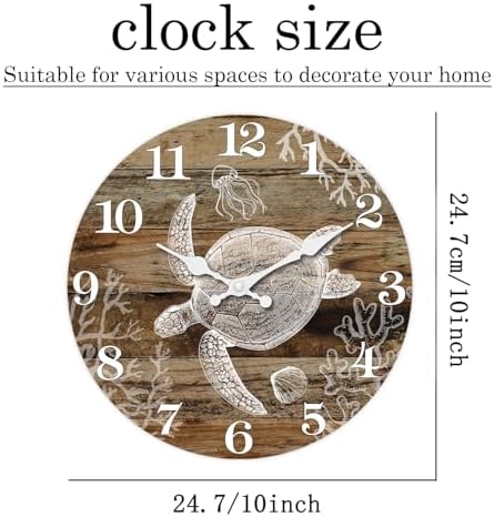 XFM Small Sea Turtle Wall Clock 10 Inch Vintage Nautical - Image 5