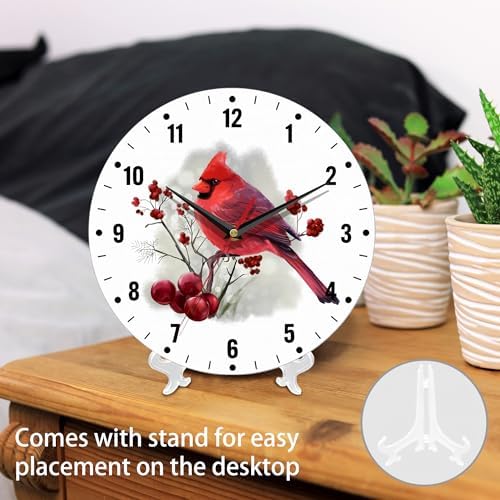 SPUNKER Wall Clock, Christmas Red Cardinal Bird Wall Clocks - Image 3