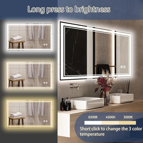 28" x 40" LED Mirror for Bathroom, Dimmable 3 Colors - Image 6