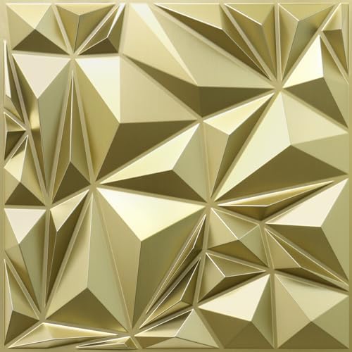 STICKGOO 3D Wall Panels, Champaign Gold Diamond Design, 19.7" x 19.7" by STICKGOO
