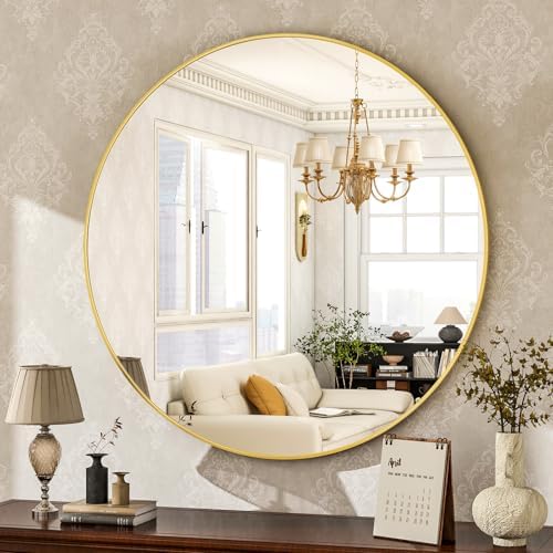 HARRITPURE Round Mirror 20 Gold Wall Mounted Circle Mirrors by HARRITPUREHome
