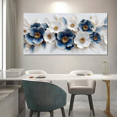 Large Canvas Wall Art for Living Room Blue and White Floral Print Painting wall - Image 5