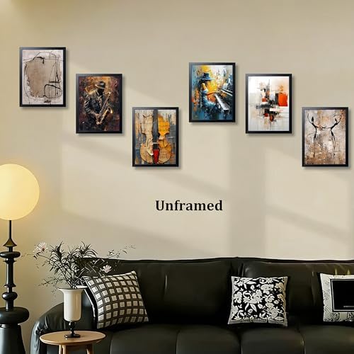 Modern Abstract Music Wall Art Set of 6, Unframed Canvas Posters Prints - Image 2