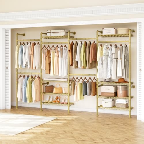 H4 Wall Mounted Closet System, Expandable Industrial Pipe Clothing Rack by ONBRILL