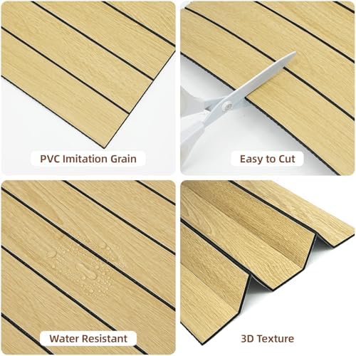 WADILE Peel and Stick Wood Slat Wall Panels 12x12in PVC 30 Pack - Image 4
