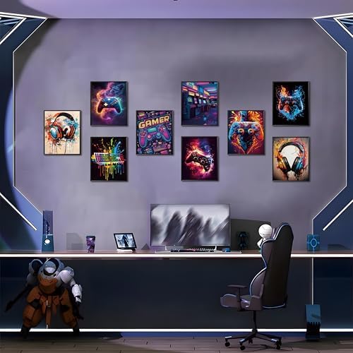 ARKZSHO Cool Game Canvas Posters Wall Art Set of 9, Retro Video Gamer - Image 4