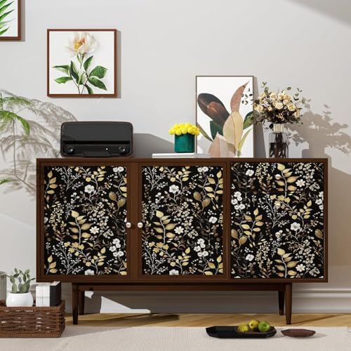 Laatse Vintage Dark Floral Gold Leaf Peel and Stick Wallpaper 17.5"x118" - Image 2