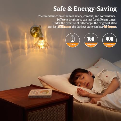 Shenmoyl Battery Operated Wall Sconce, Vintage Rechargeable Wall Lights - Image 5