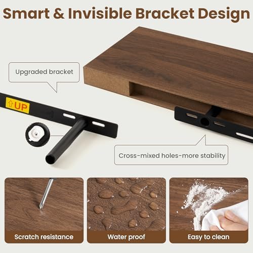 40 Inch Floating shelves for Wall, 8 Inch Deep, Invisible Brackets - Image 5