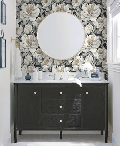 Safiyya Peel and Stick Wallpaper Black and White Floral Contact Paper Peel and - Image 4