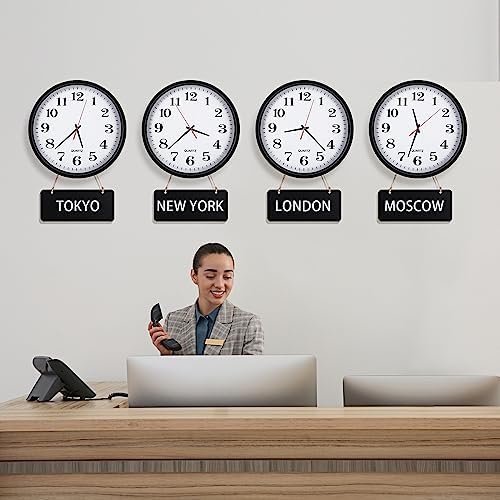 4 Pack Silent World Clock with Chalkboard Multi Time Zone, 12 Inch - Image 4