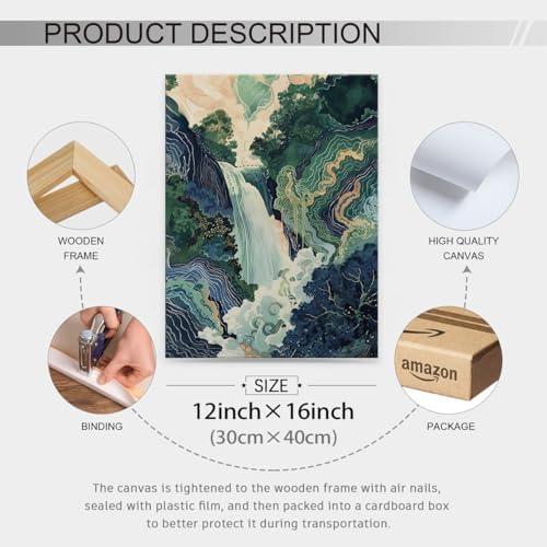 Japanese Landscape Framed Prints Poster Abstract Nature Mountain Canvas Wall - Image 2