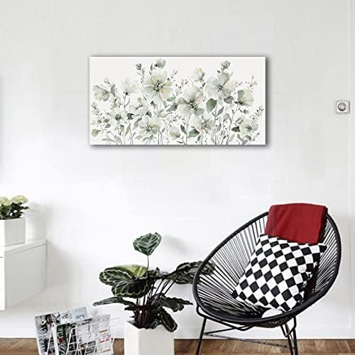Elegant Flowers Wall Art Abstract Floral Pictures Wall Decor Modern Green - Image 5