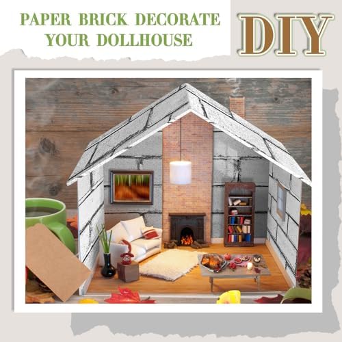 Flutesan 12 Pcs Miniature Dollhouse Wallpaper, Retro White - Image 3