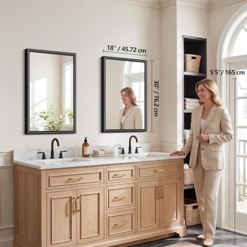 FORBATH Bathroom Mirror for Over Sink, 18x30 Inch Black Vanity Mirror - Image 2